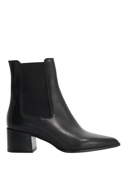 Dune London Pimo Leather Chisel Toe Block Heel Chelsea Boots, Black, Black