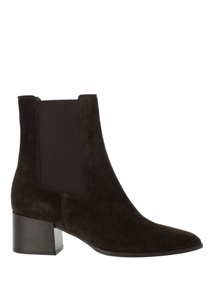 Dune London Pimo Suede Chisel Toe Block Heel Chelsea Boots, Brown, Brown
