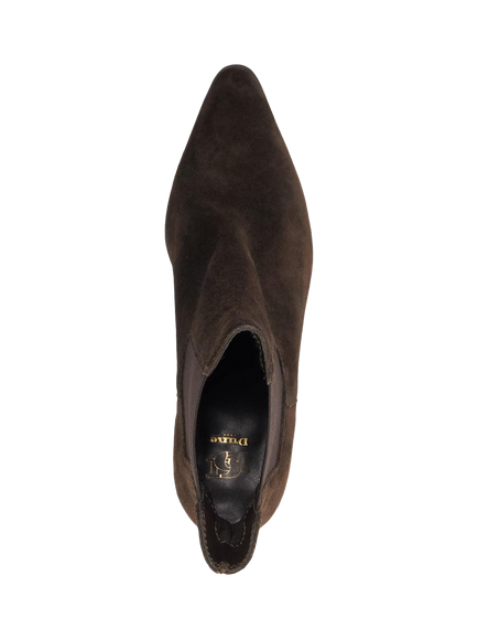 Dune London Pimo Suede Chisel Toe Block Heel Chelsea Boots, Brown - view 2, Brown
