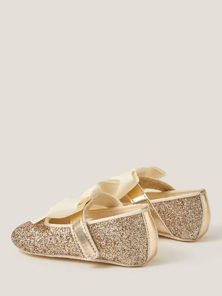 Monsoon Baby Bow Glitter Headband & Shoes Set - view 2, Gold