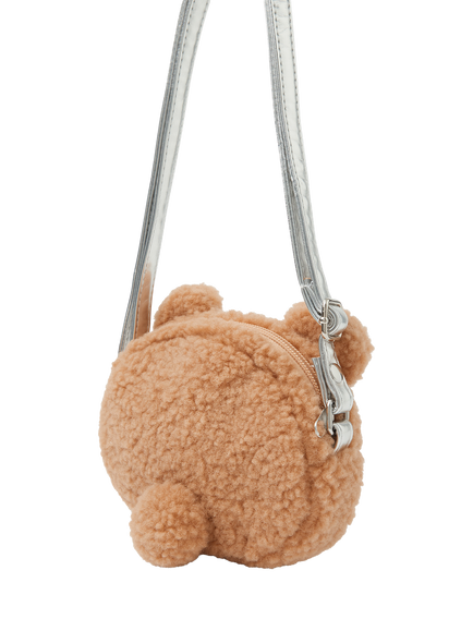 Angels by Accessorize Kids' Fuzzy Bear Crossbody Bag, Tan - view 2, Tan