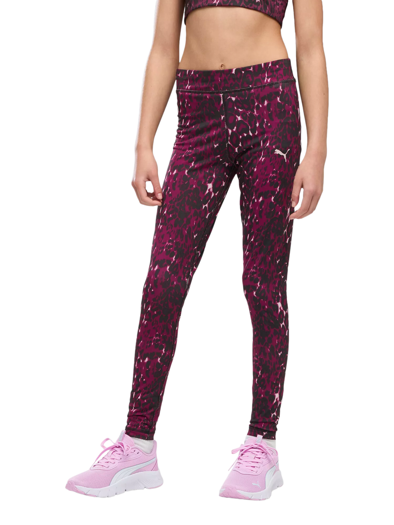 PUMA Kids' All Day Essentials Printed Tights, Fuchsia Glow