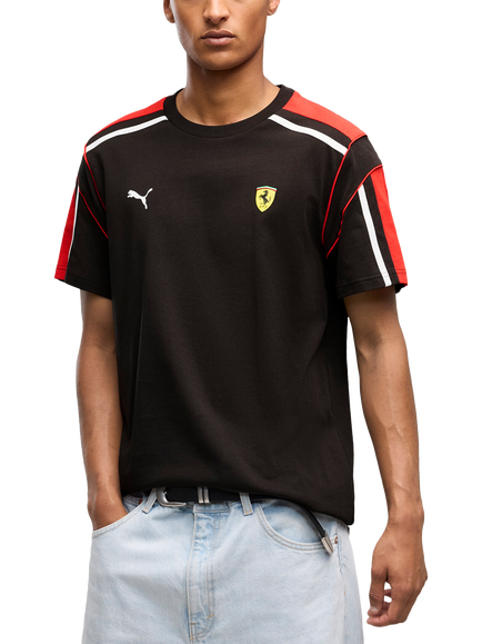 PUMA x Scuderia Ferrari MT7 Crew Neck Cotton T-Shirt, Puma Black, Puma Black