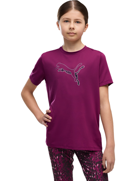 PUMA Kids' Train All Day Essentials Graphic T-Shirt, Fuchsia Glow, Fuchsia Glow