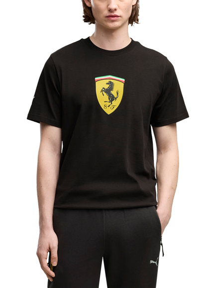 PUMA x Scuderia Ferrari Coloured Shield Crew Neck Cotton T-Shirt, Puma Black