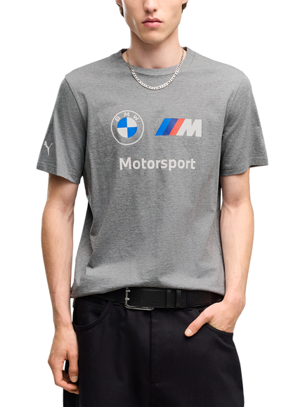 PUMA x BMW M Motorsport Essentials Crew Neck Cotton T-Shirt, Medium Gray Heather, Medium Gray Heather