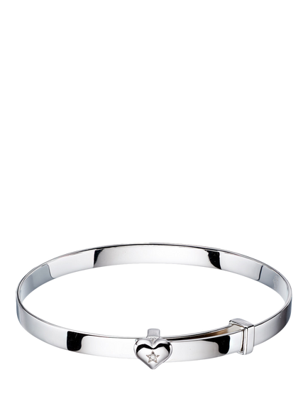 Little Star Baby Gisele Diamond Heart Bangle, Silver, Silver