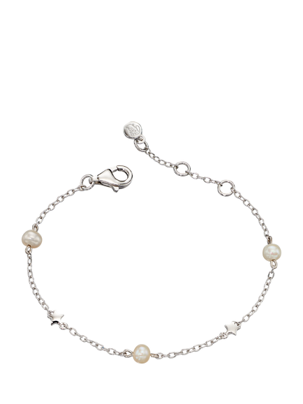 Little Star Kids' Anja Pearl and Star Bracelet, Silver, Silver