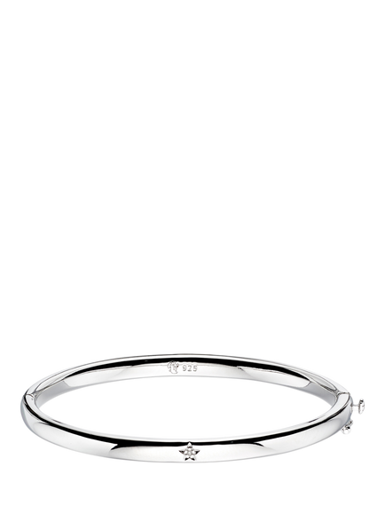 Little Star Kids' Xandra Diamond Star Bangle, Silver, Silver