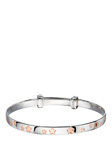 Little Star Kids' Jessica Rose-Gold Star Bangle, Silver - view 2, Silver