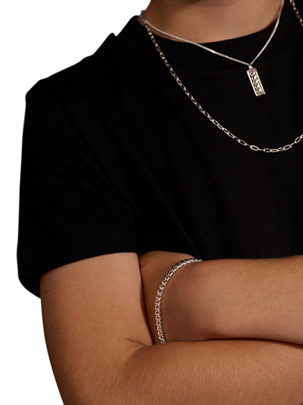 Little Star Kids' Dylan Curb Chain Bracelet, Silver - view 2, Silver