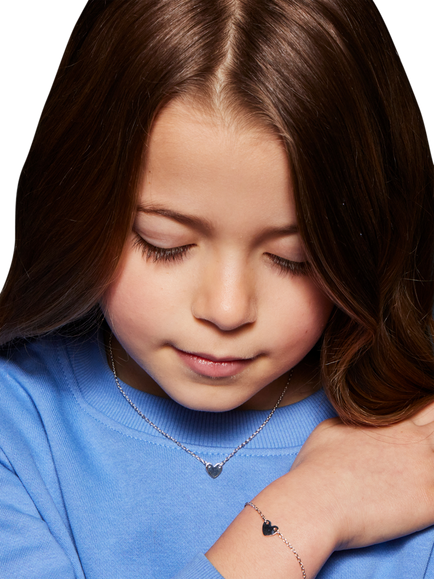 Little Star Kids' Anna Heart Charm Bracelet, Silver - view 2, Silver