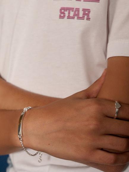 Little Star Kids' Aisha Charm ID Bracelet, Silver - view 2, Silver