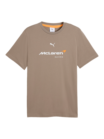 PUMA McLaren Racing Cotton Blend Regular Fit Short Sleeve Logo T-Shirt, White Glow Heather, Mouse Gray