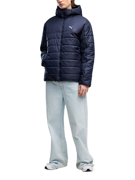PUMA Essentials Men's Hooded Padded Jacket, Black, Puma Navy