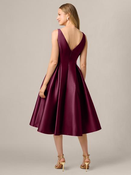 Adrianna Papell Sleeveless Fit & Flare Dress, Pinot Noir - view 2, Pinot Noir