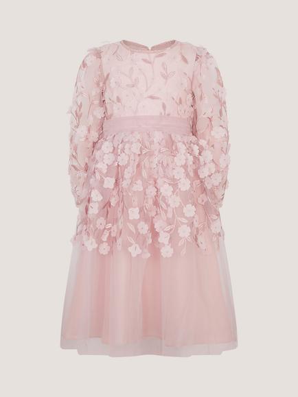 Monsoon Kids' Oona Party Dress, Pink - view 2, Pink