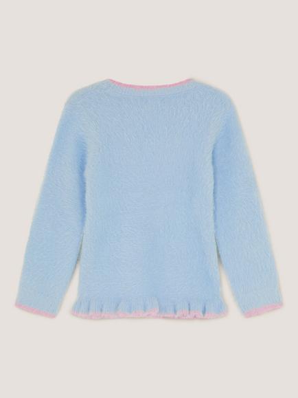 Monsoon Kids' Fluffy Sequin Butterfly Jumper, Blue - view 2, Blue