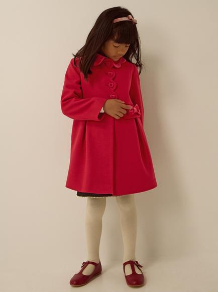 Monsoon Kids' Scallop Collar Coat, Burgundy, Burgundy