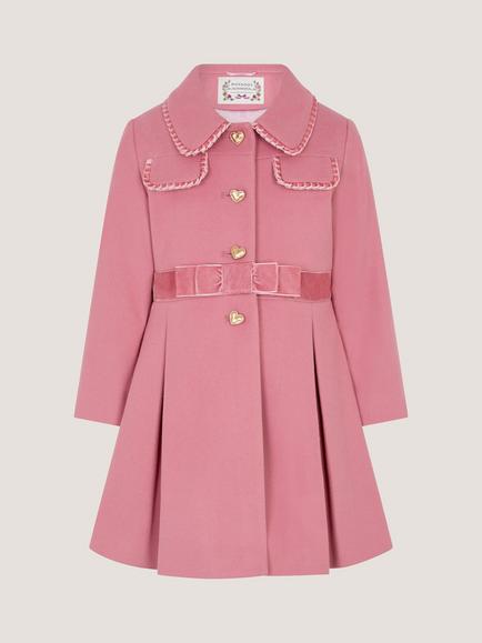 Monsoon Kids' Chantelle Pleated Coat, Pink, Pink