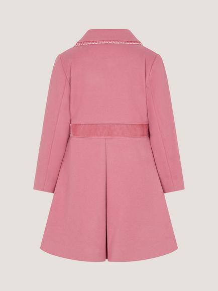 Monsoon Kids' Chantelle Pleated Coat, Pink - view 2, Pink