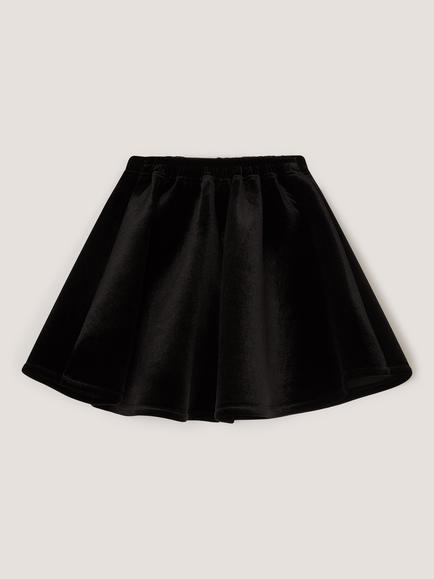 Monsoon Kids' Sequin Bow Velvet Skirt, Black - view 2, Black