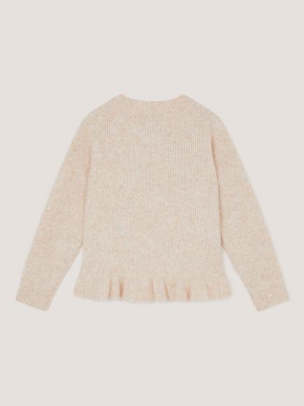 Monsoon Kids' Knitted Pearl Bow Cardigan, Cream - view 2, Cream
