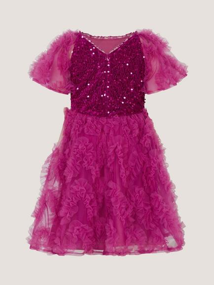 Monsoon Kids' Cora Sequin Party Dress, Magenta - view 2, Magenta