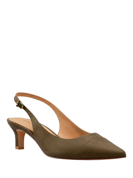 Michael Kors Amara Sling Back Suede Shoes, Loden - view 2, Loden