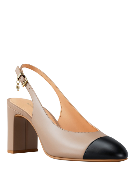 Michael Kors Piper Block Heel Slingback Court Shoes, Khaki - view 2, Khaki