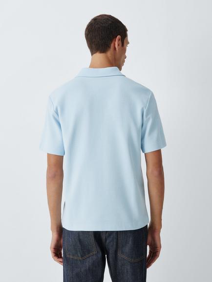 Kin Cotton Rich Textured Half Zip Short Sleeve Polo Shirt, Nantucket Breeze - view 2, Nantucket Breeze