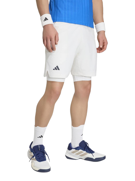 adidas Tennis Shorts and Tight Set, White, White
