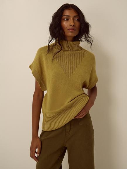 Monsoon Fay Funnel Neck Tank Top, Chartreuse, Chartreuse
