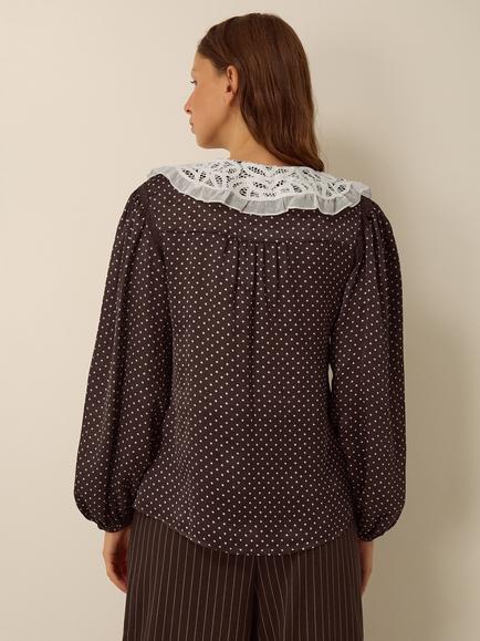 Monsoon Shae Spot Print Blouse, Chocolate - view 2, Chocolate