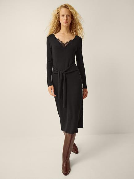 Monsoon Lulu Lace Knit Dress, Black, Black