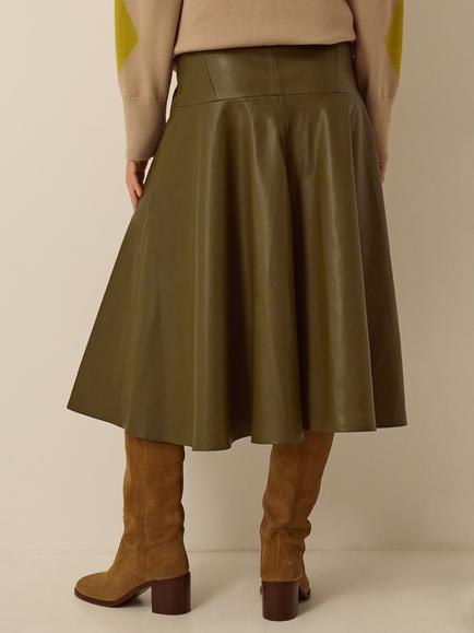 Monsoon Dianne Faux Leather Skirt, Green - view 2, Green