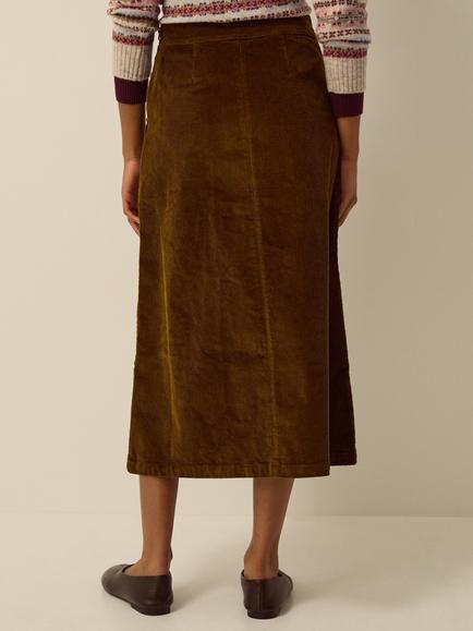 Monsoon Malika Corduroy A-Line Midi Skirt, Chartreuse - view 2, Chartreuse