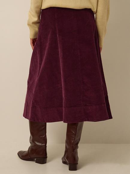 Monsoon Yasmin Corduroy A-Line Skirt, Burgundy - view 2, Burgundy
