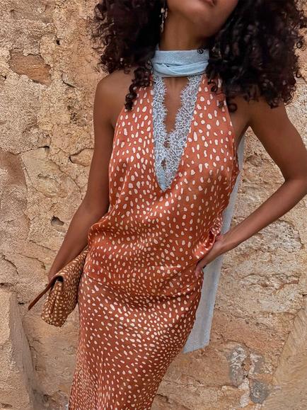 Never Fully Dressed Lily Fawn Print Sleeveless Top containing LENZING™ ECOVERO™ Viscose, Brown/Multi - view 2, Brown Multi