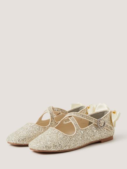 Monsoon Kids' Glitter Ballet Flats, Ivory - view 2, Ivory