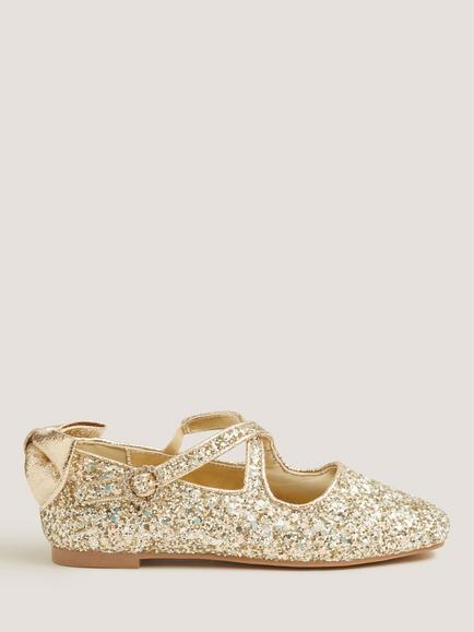 Monsoon Kids' Sequin Mary Jane Ballet Flats, Gold, Gold