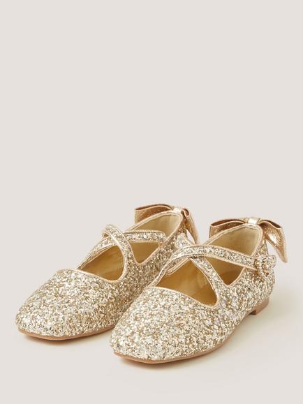 Monsoon Kids' Sequin Mary Jane Ballet Flats, Gold - view 2, Gold