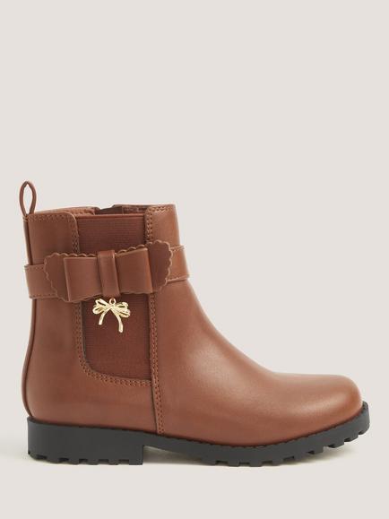 Monsoon Kids' Bow Charm Chelsea Boots, Tan, Tan