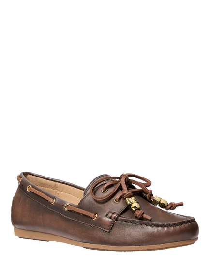 Michael Kors Fallon Leather Moccasins, Chocolate - view 2, Chocolate