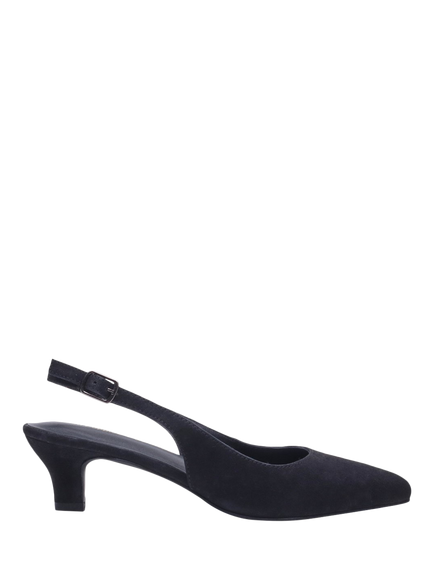 Hush Puppies Nahla Suede Kitten Heel Slingback Court Shoes, Black