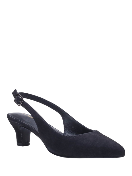 Hush Puppies Nahla Suede Kitten Heel Slingback Court Shoes - view 2, Black