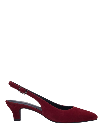 Hush Puppies Nahla Suede Kitten Heel Slingback Court Shoes, Bordeaux