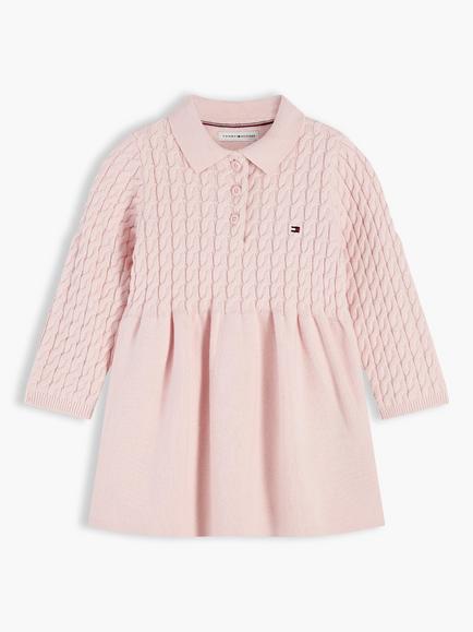Tommy Hilfiger Baby Cable Knit Jumper Dress, Pink, Pink