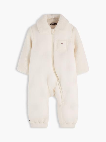 Tommy Hilfiger Baby Padded Fleece Collar Zipped Snowsuit, Off White, Off White