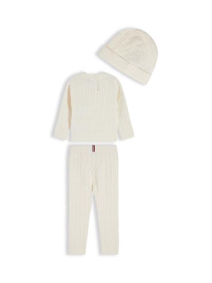 Tommy Hilfiger Baby Cable Knit Jumper, Trousers and Hat Gift Set, Natural - view 2, Natural